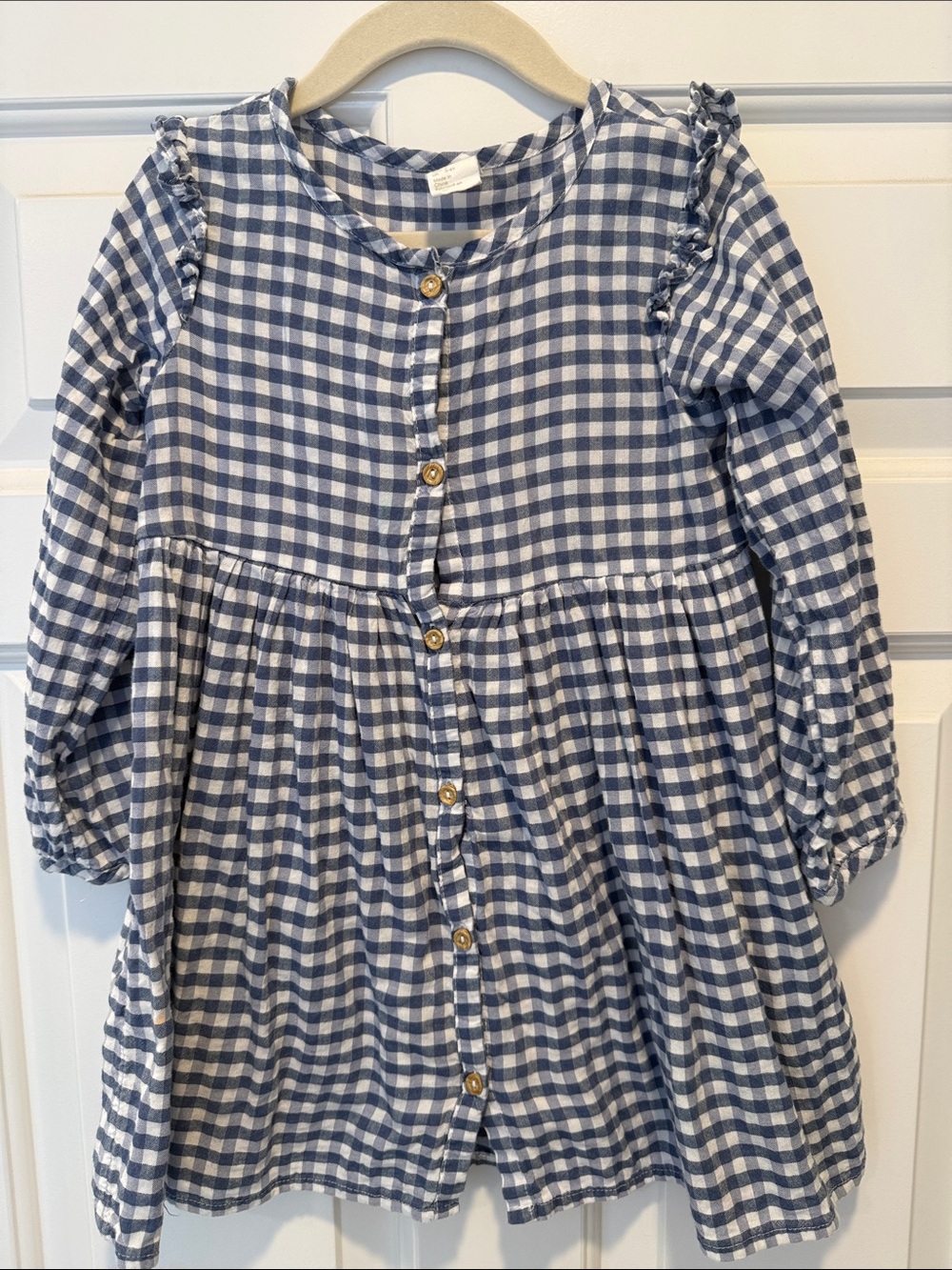 Girls Blue and White Gingham Dress 4T
